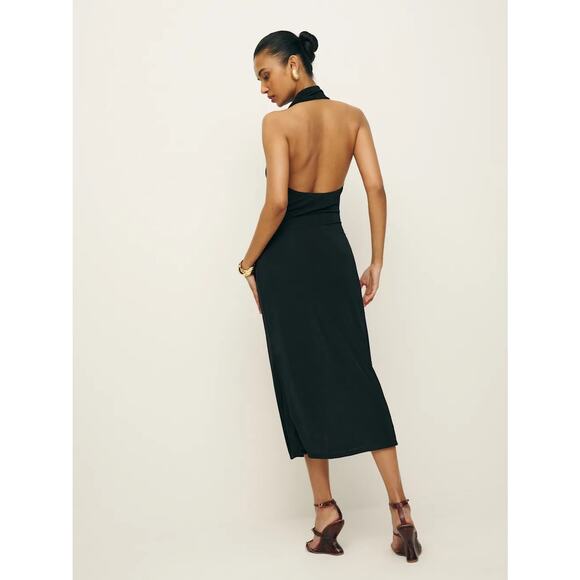 NWT Reformation Consuela Knit Midi Dress Draped Cowl Black XS - Picture 4 of 7